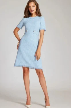 Boucle Tweed Short Sleeve Day Time Dress