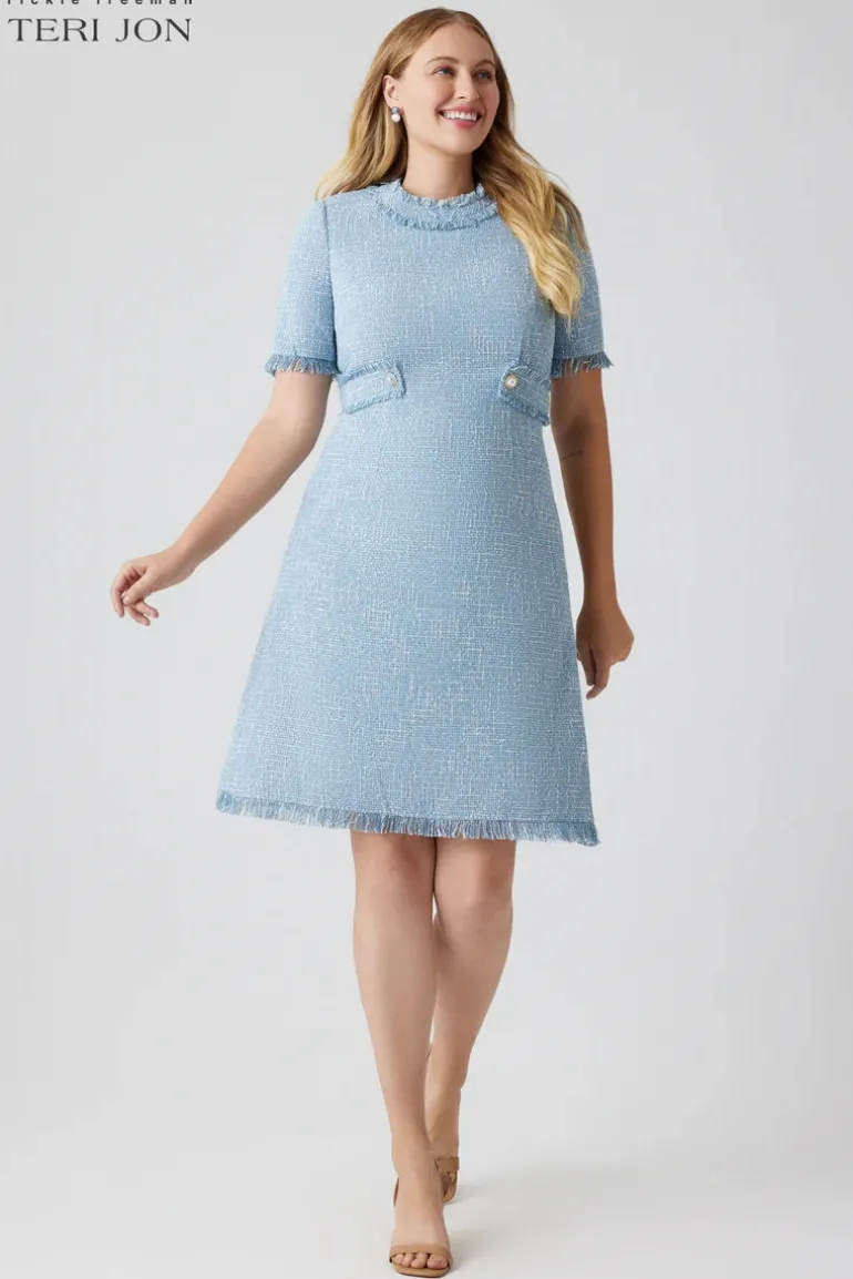 Boucle Tweed Short Sleeve Day Time Dress