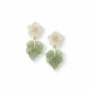 Carved Flower and Aventurine Leaf Drop Earrings