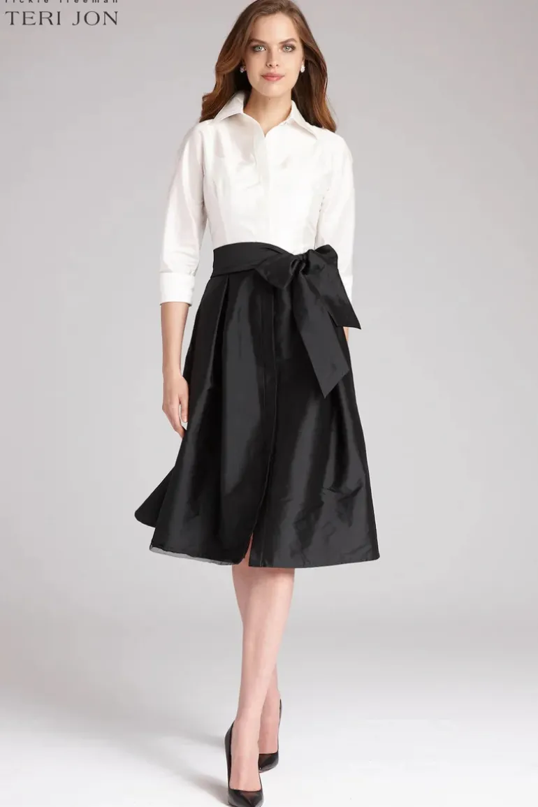 Color Block Taffeta Shirtdress