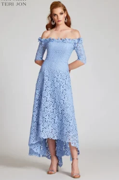 Cotton Lace Off the Shoulder High Low Dress