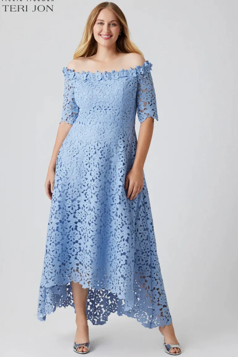 Cotton Lace Off the Shoulder High Low Dress