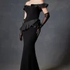 Crepe And Taffeta Ruffle Trim Gown