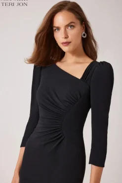 Crepe Asymmetrical Day To Evening Stretch Dress