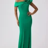 Crepe Asymmetrical Evening Column Gown