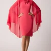 Crepe Chiffon Fly Away Cape Dress