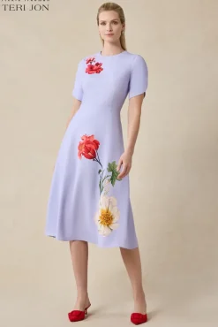 Crepe Digital Flower Print Fit And Flare Dress