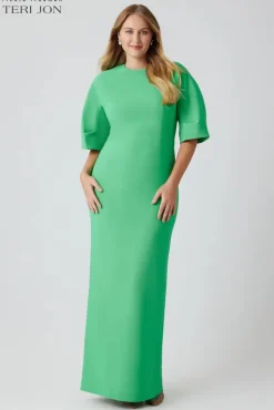 Crepe Fitted Sleeve Gown