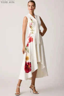 Crepe Floral Border Trim Dress