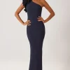 Crepe One Shoulder Column Evening Gown