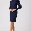 Crepe Taffeta One Applique Sleeve Dress
