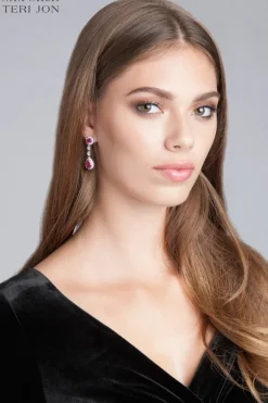 Crystal and Stone Drop Earrings