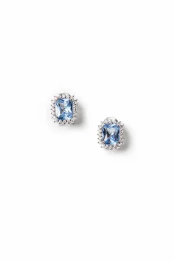 Cushion-Cut Stone and Crystal Earrings