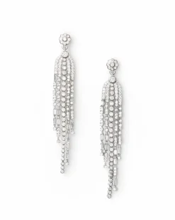 Draped Rhinestone Tassel Earrings