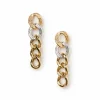 Dual-Tone Curb Link Pendant Earrings