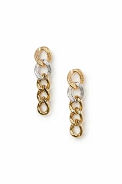 Dual-Tone Curb Link Pendant Earrings