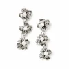 Earrings with Burnished Iris Flowers and Natural Pearls