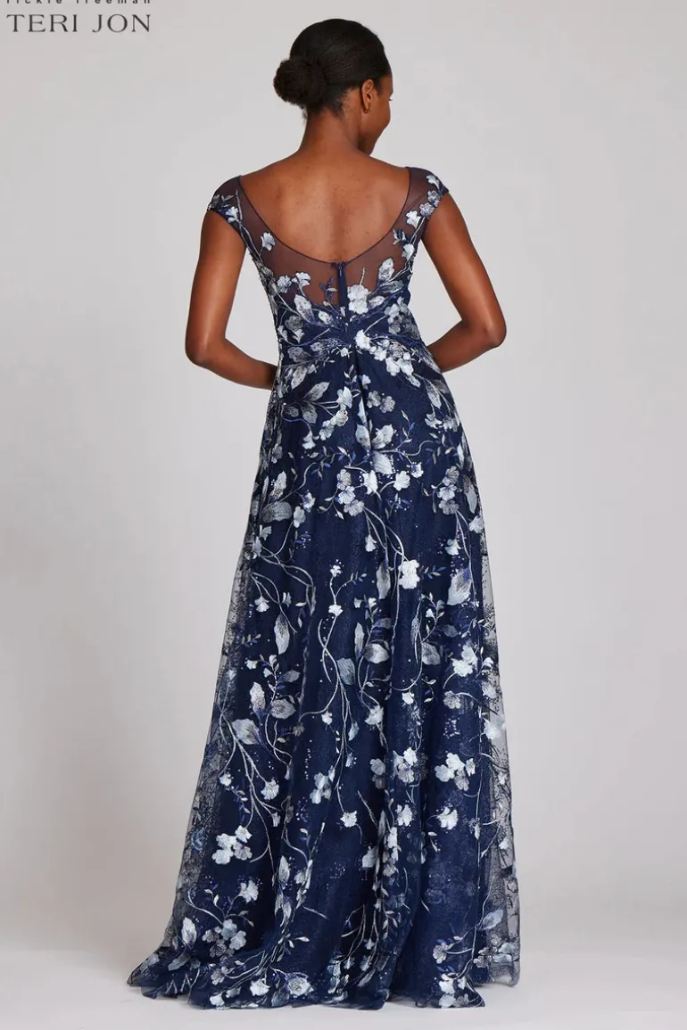 Embroidered Lace Illusion Gown