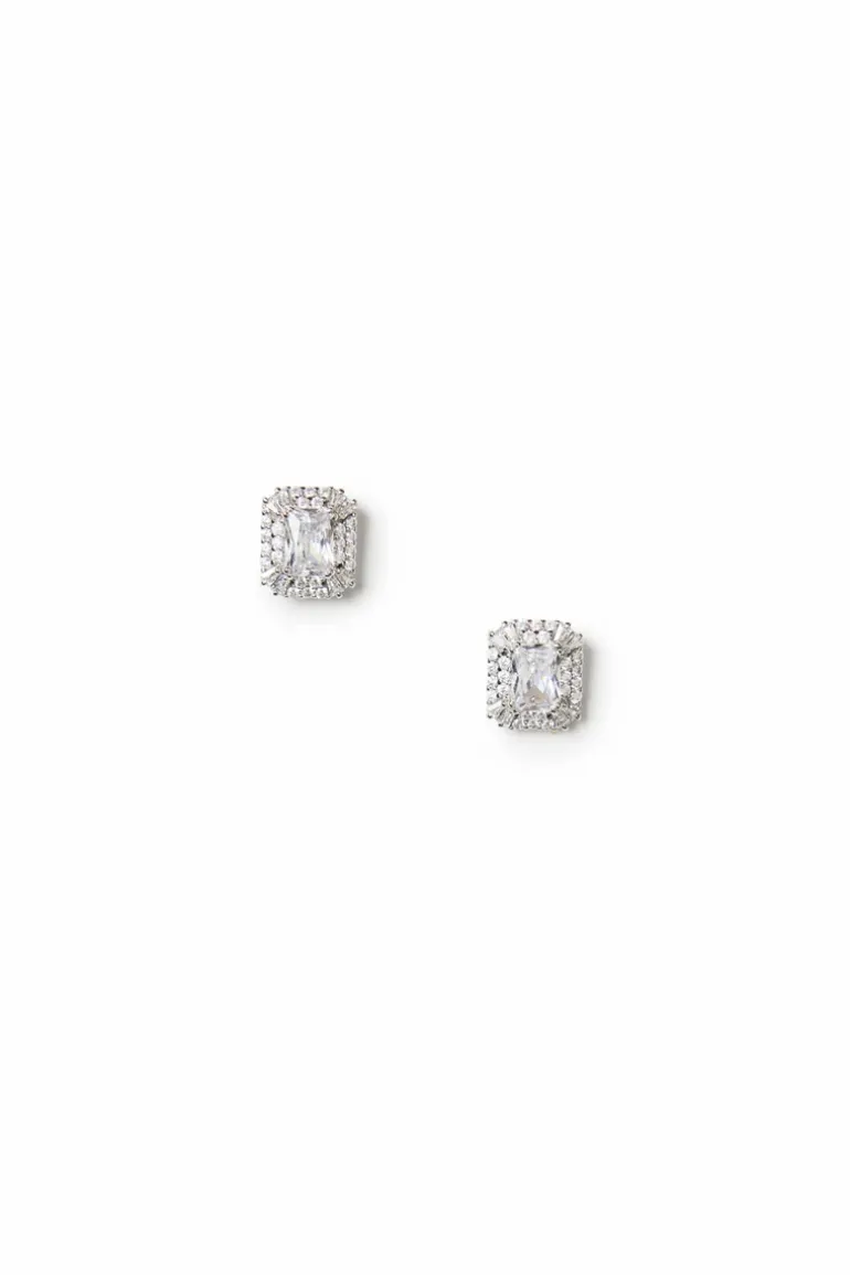 Emerald Cut Crystal Stud Earrings