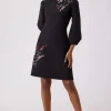 Floral Crepe Applique Dress