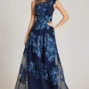 Floral Embroidered Tulle Gown With 3D Flower
