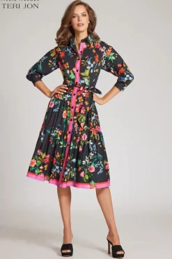 Floral Flounce Hem Shirt Dress