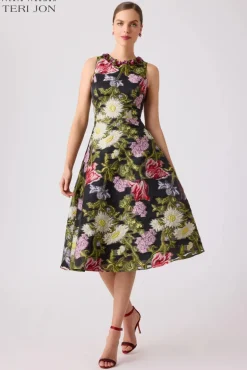 Floral Jacquard Halter Dress