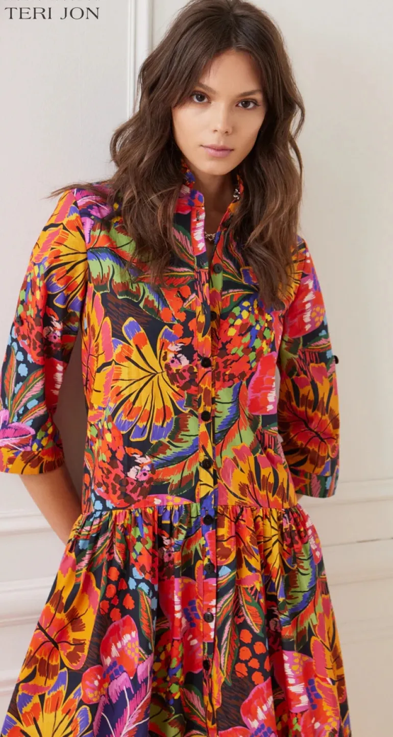Floral Print Drop Pleat Dress