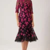 Flower Applique Godet Dress