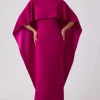 Formal Crepe Gown With Satin Back Capelet