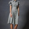 Houndstooth Shirt Waist Dress With Rhinestone