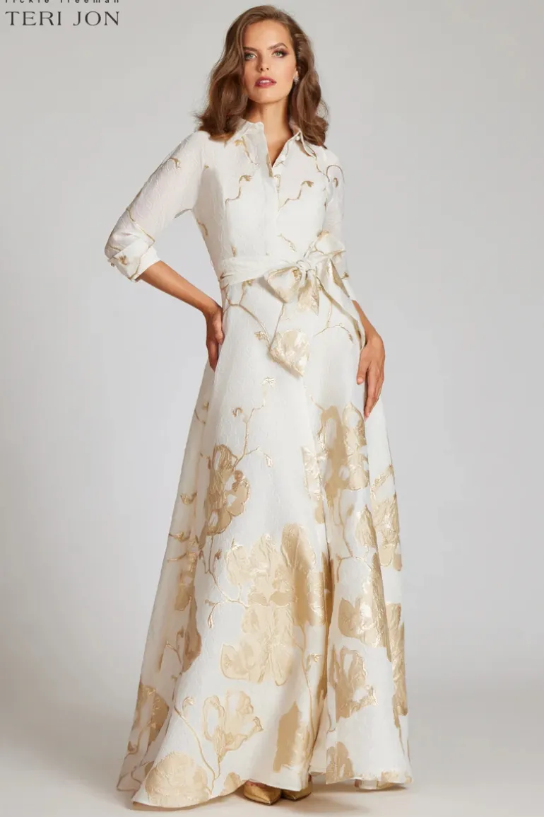 Jacquard Border Pattern Shirt Gown