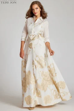 Jacquard Border Pattern Shirt Gown