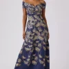 Jacquard Leaf Pattern Gown