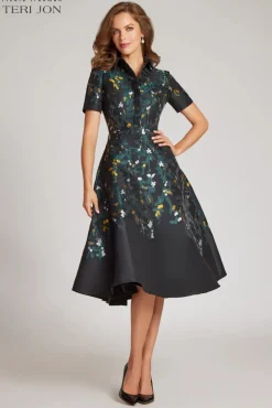 Jacquard Short Sleeve Shirt Dress