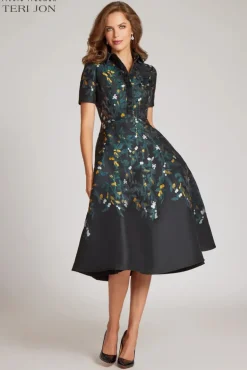 Jacquard Short Sleeve Shirt Dress