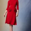 Knitted Merino Wool Dress With Rosette Detail