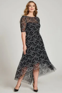 Lace Short Sleeve High Low Dress