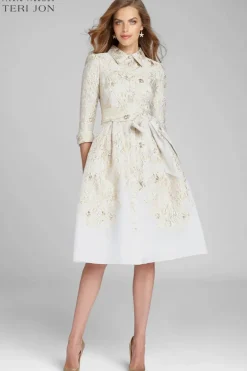 Metallic Jacquard Shirtdress