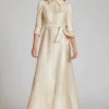Metallic Jacquard Shirtdress Gown