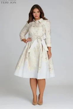 Metallic Jacquard Shirtdress
