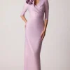 Metallic Jacquard Speckle Pattern Flower Gown