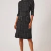 Metallic Plaid Boucle Chain Trim Dress