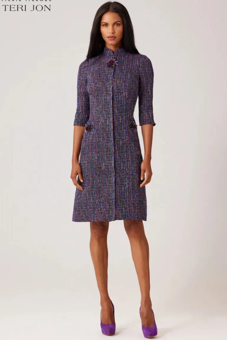 Metallic Tweed Beaded Dress