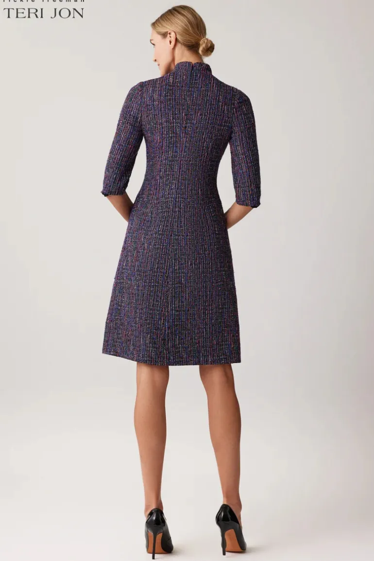 Metallic Tweed Beaded Dress