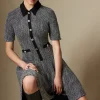 Metallic Tweed Flounce Daytime Dress