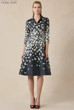 Mikado Butterfly Pattern Coat Dress