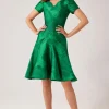 Mikado Short Sleeve Flounce Skirt Dress