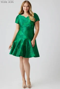 Mikado Short Sleeve Flounce Skirt Dress