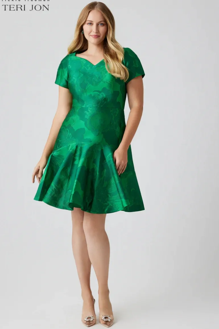 Mikado Short Sleeve Flounce Skirt Dress